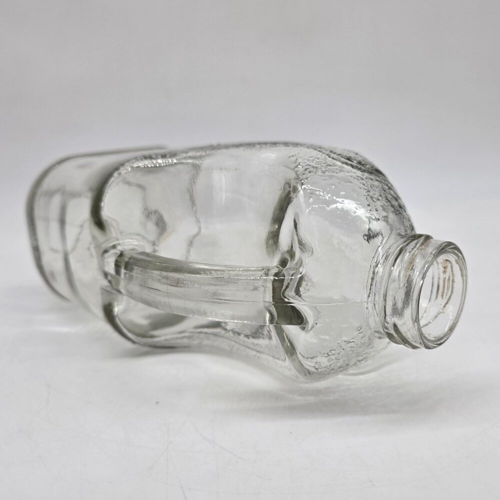 Clear Embossed Glass Jug With Handle Milk Glass Bottle Shape 10" - Picture 7 of 9